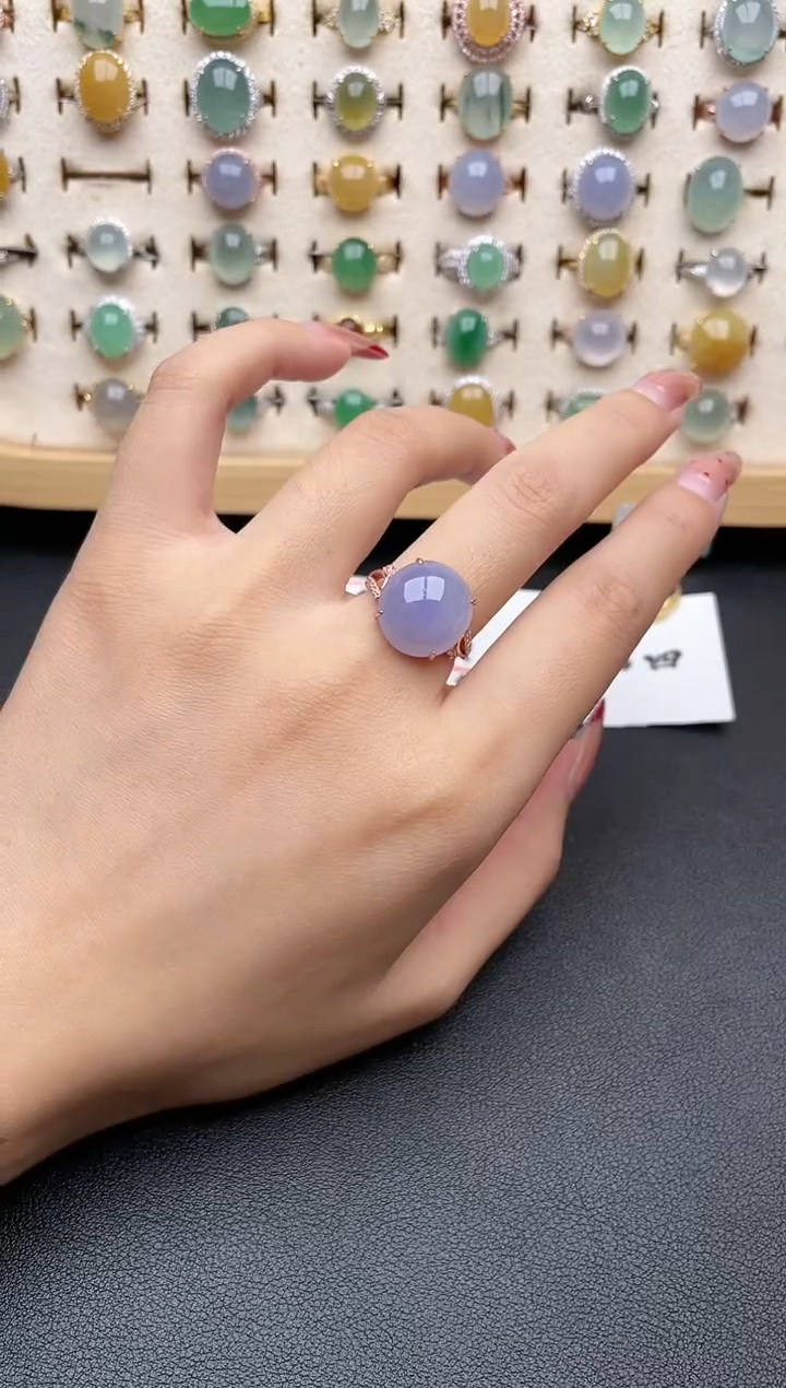 【闪购商品】翡翠戒指银S925镶嵌一物一证一礼盒