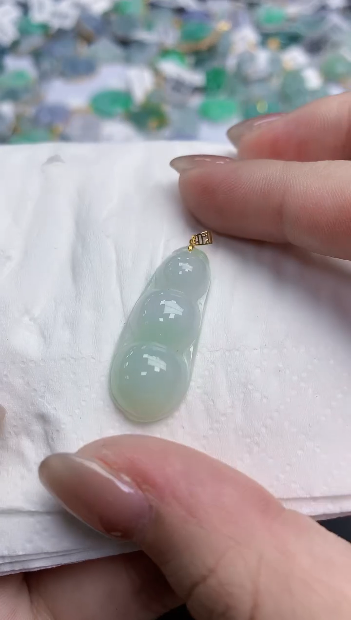 【闪购商品】翡翠颈饰18K金镶嵌天然缅甸翡翠A货