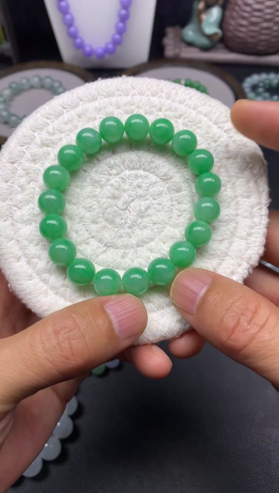 未镶嵌手链翡翠天然缅甸翡翠A货果绿手串卡10mm