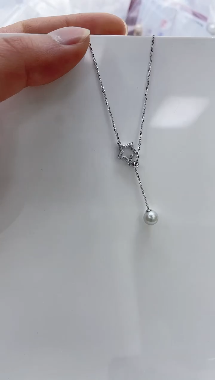 【闪购商品】海水珍珠颈饰银S925镶嵌海水珍珠项链