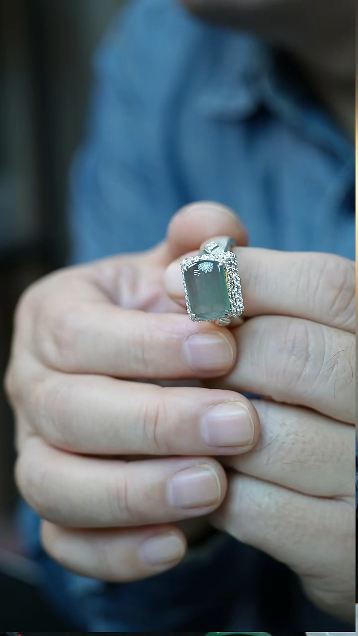 裸石翡翠8号-马鞍戒面【铜托】/D/1