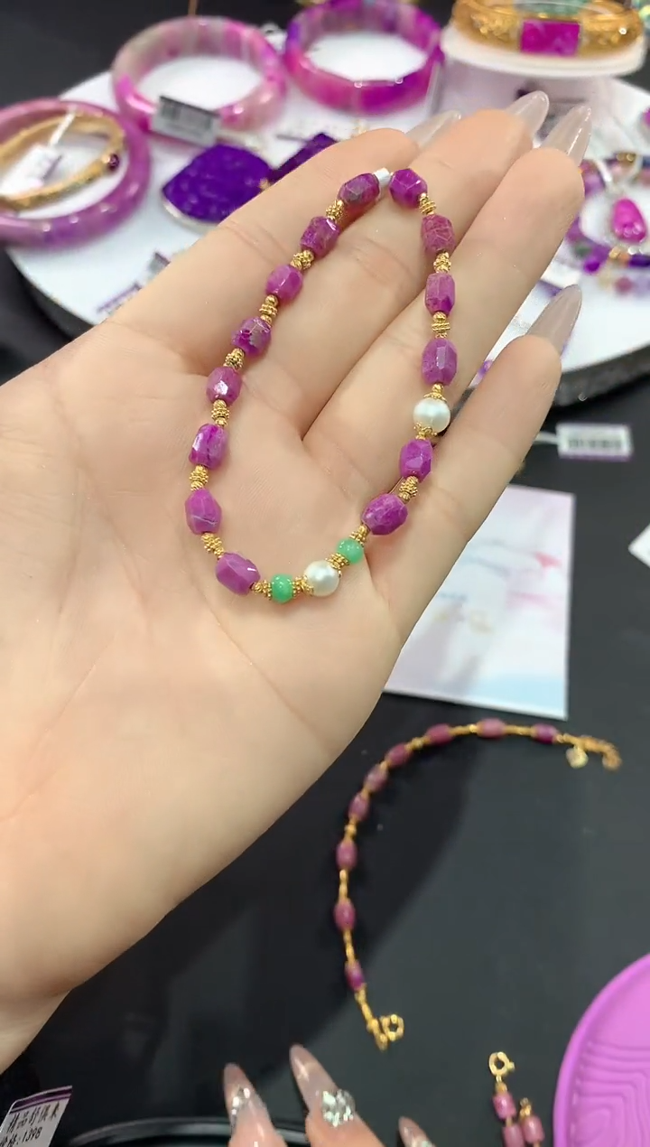 苏纪石（舒俱来）18K金镶嵌.手串