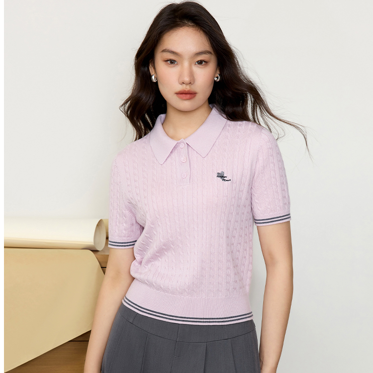 独束微胖大码女装复古减龄翻领针织衫显瘦上衣25DS81112/81113