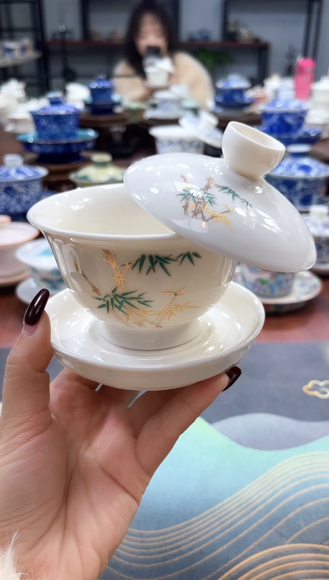 【闪购商品】中号元宝竹节干泡盘盖碗