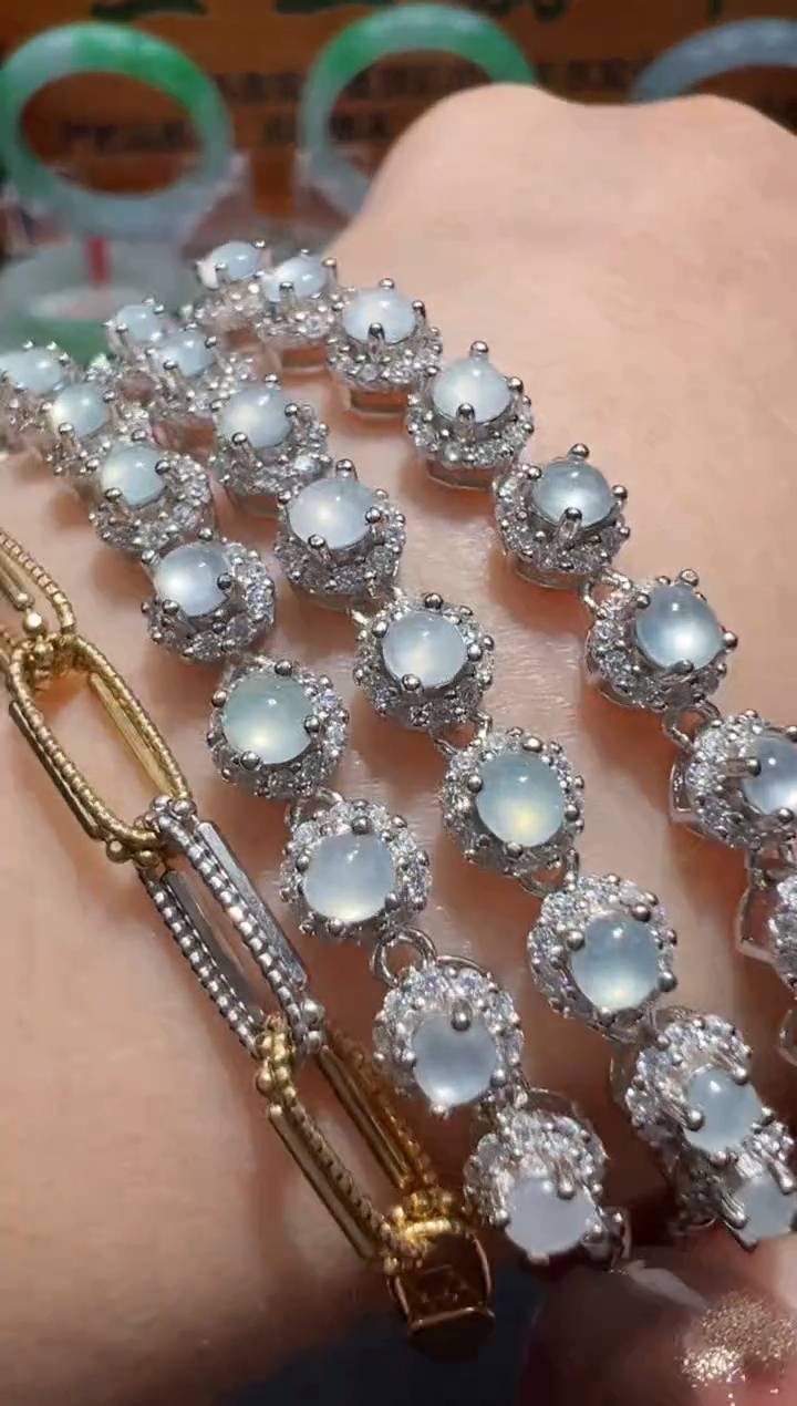 【闪购商品】翡翠手链银S925镶嵌手链（发货一件）