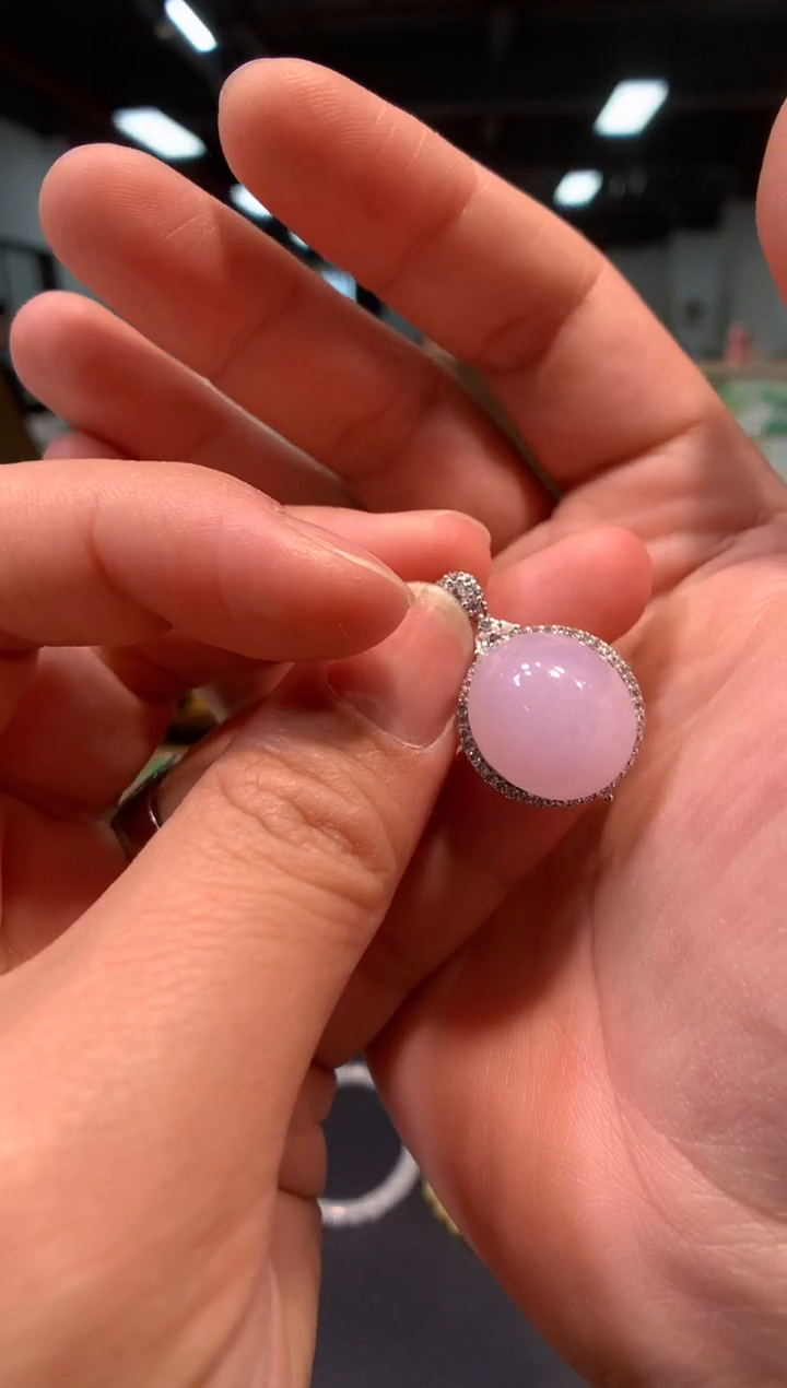 颈饰银S925镶嵌翡翠蛋面