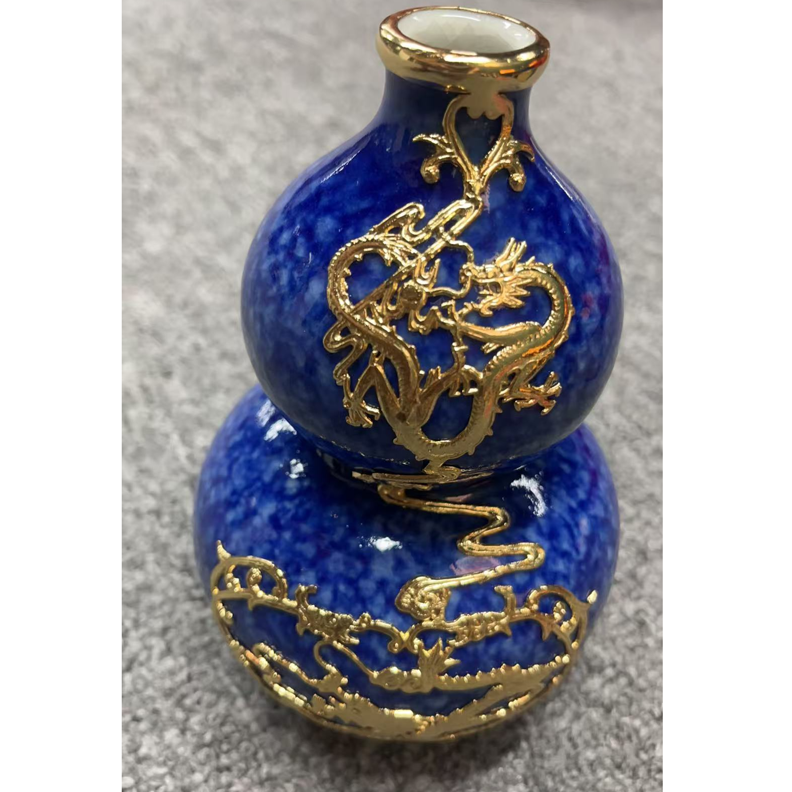 德一品窑《雪花釉镶金葫芦瓶》带收藏证书