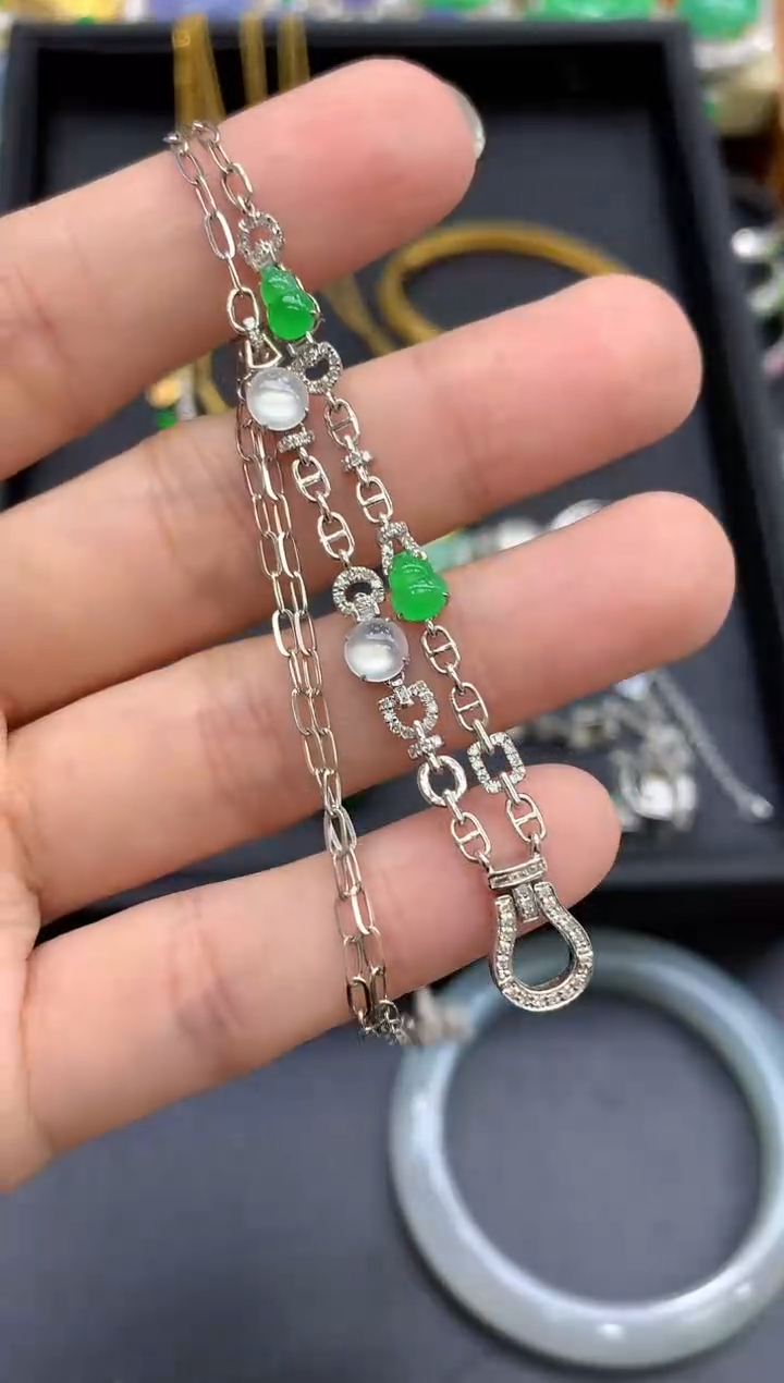 颈饰18K金镶嵌翡翠613-中国好珍宝