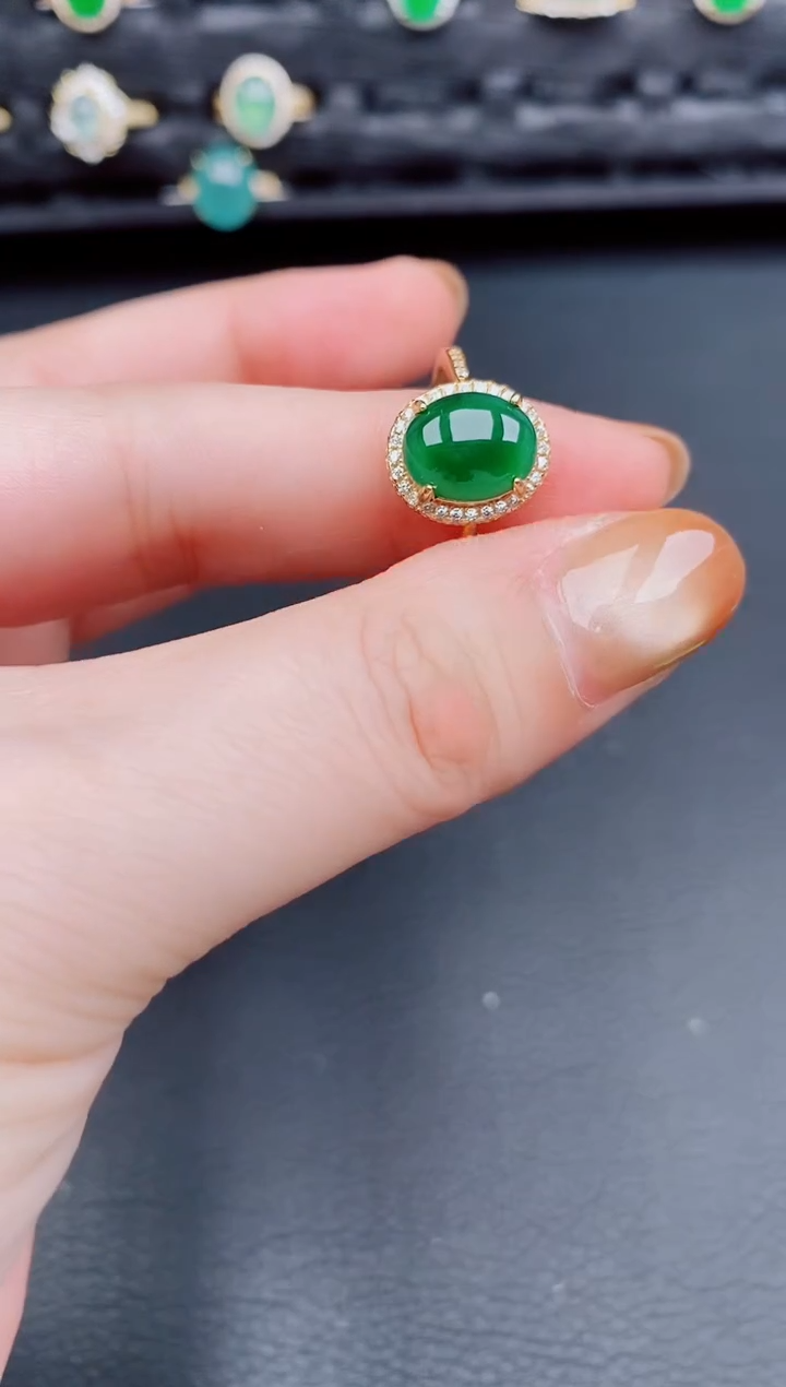 【闪购商品】翡翠戒指银S925镶嵌天然a货翡翠111