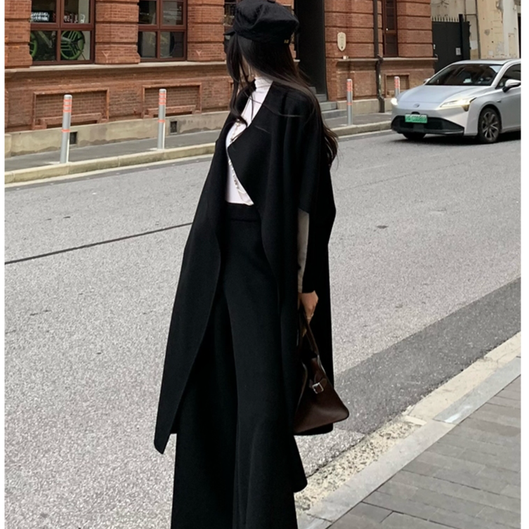 FBB limit冬季新款时尚套装混纺斗篷大衣毛呢裤女D244081Y