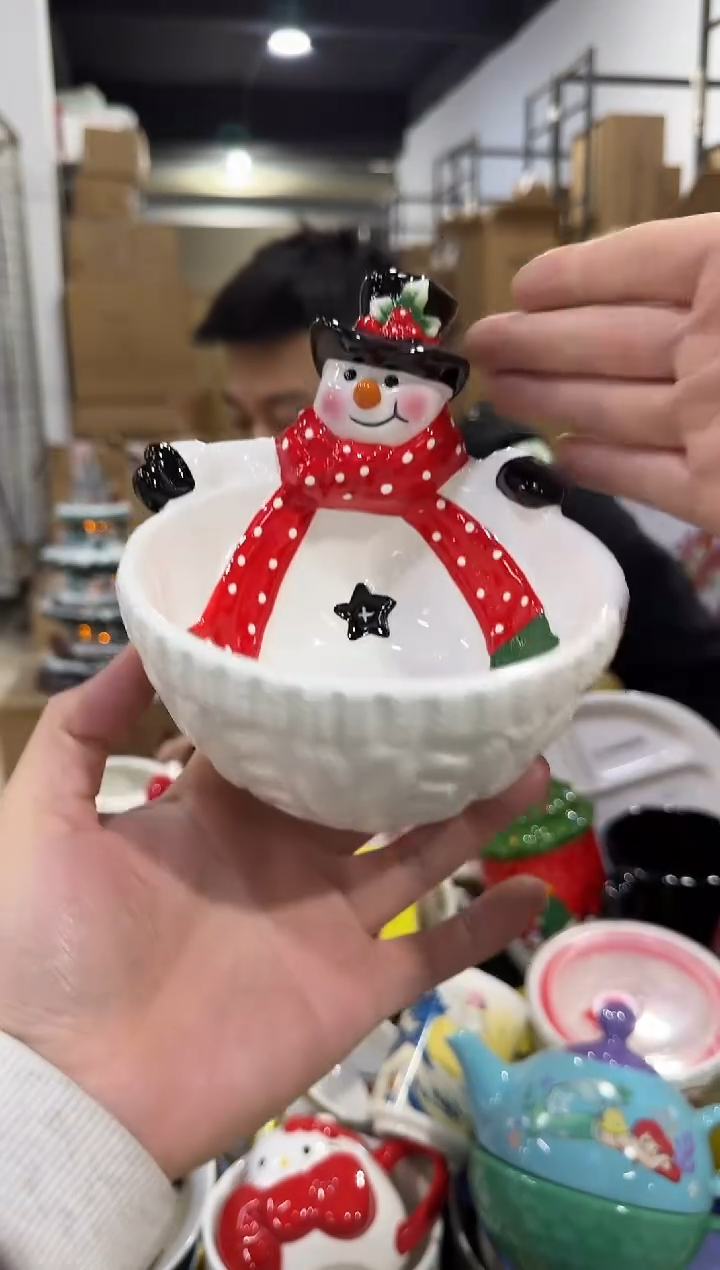 瓷片原盒雪人碗 