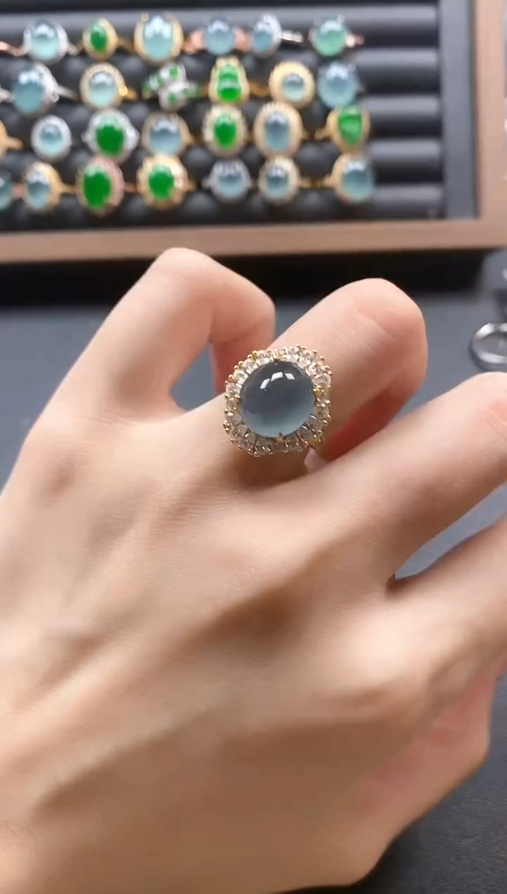 银S925镶嵌戒指翡翠5151