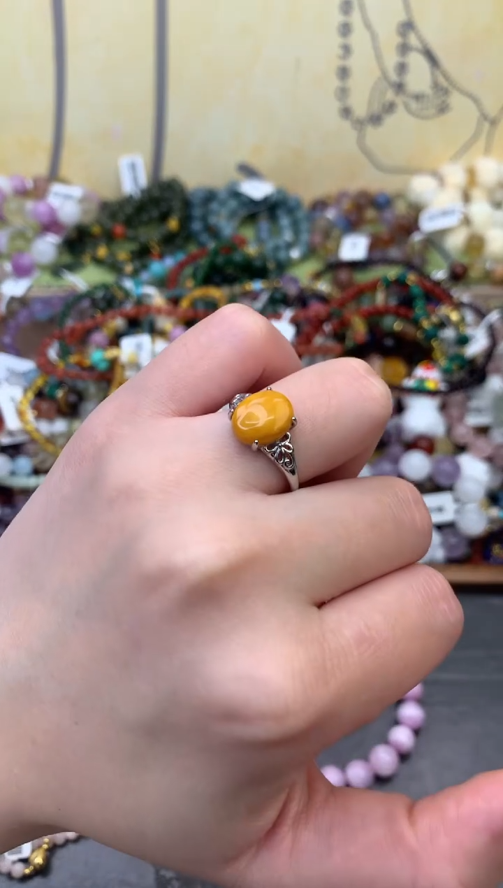 未镶嵌蜜蜡戒指384