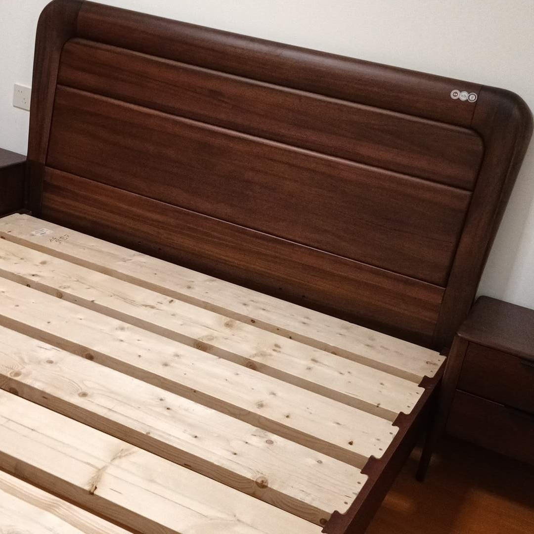 胡桃木实木床中国风婚床卧室大床轻奢新中式主卧次卧家用1.8大床