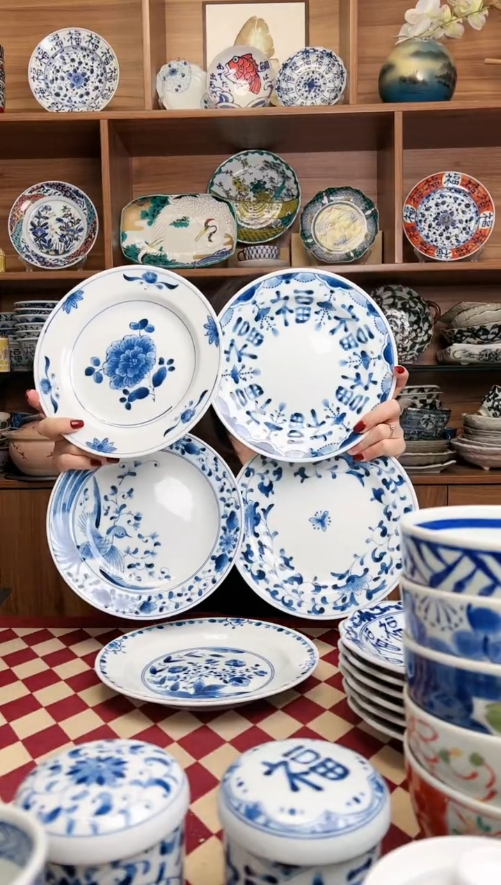 【闪购商品】瓷片蓝凛堂20.3cm浅盘 5只装混搭