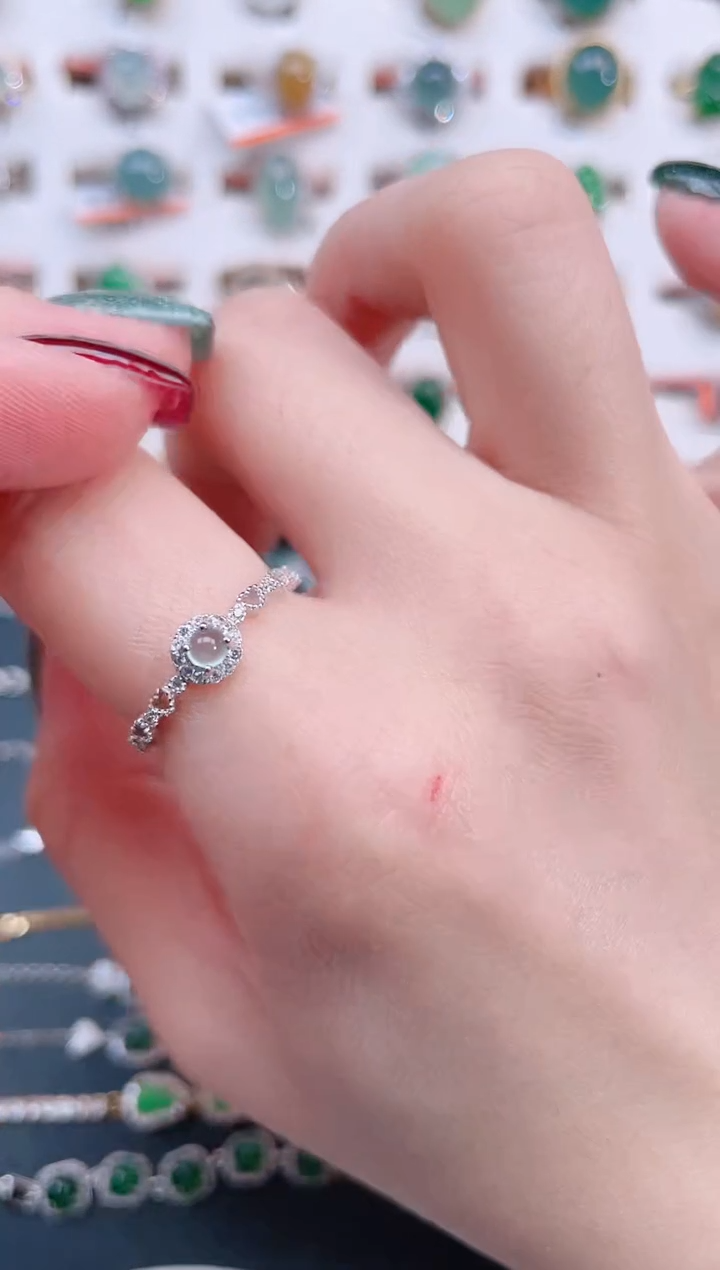 银S925镶嵌戒指翡翠天然翡翠