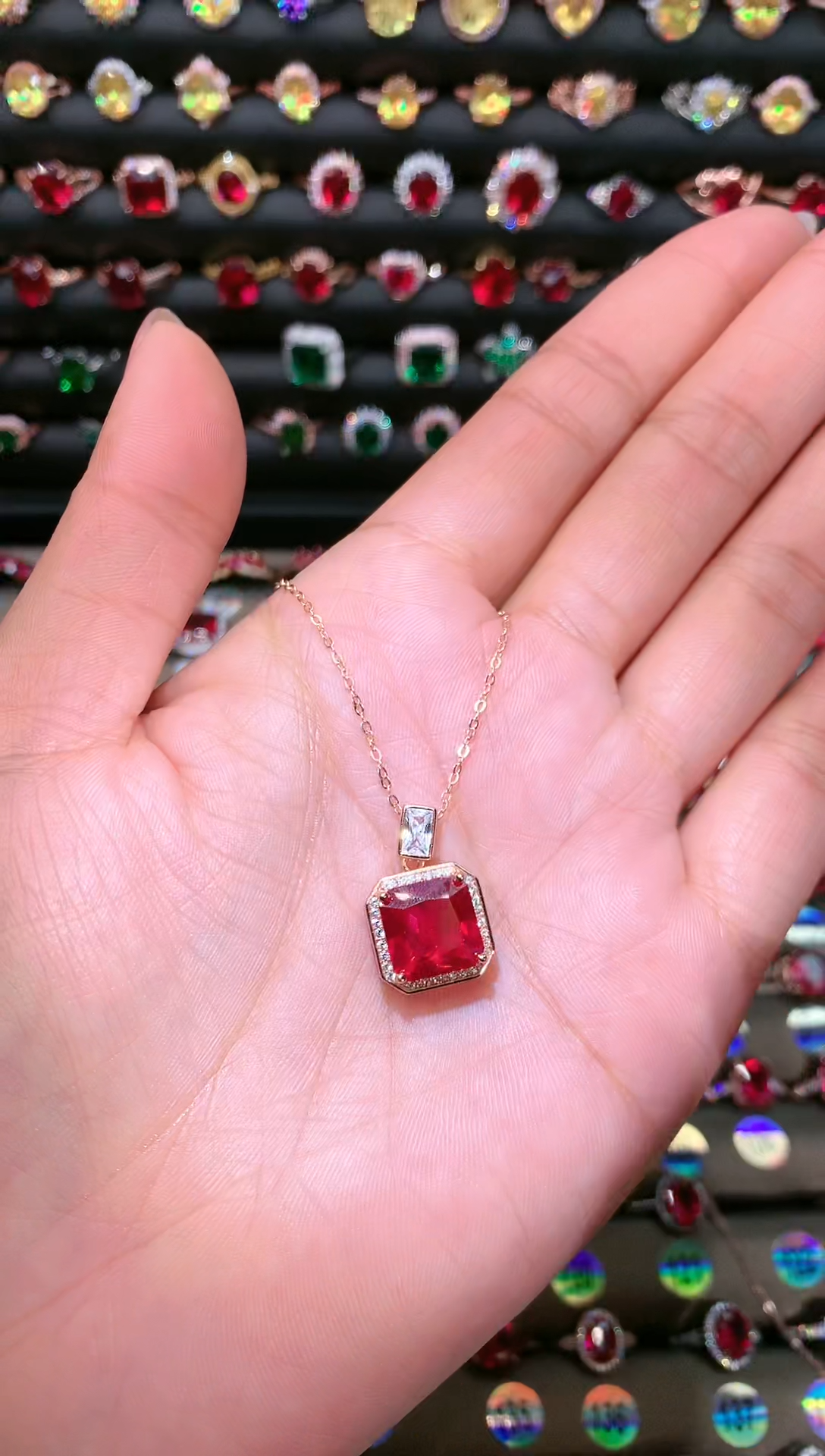 【闪购商品】红宝石吊坠(赠链)银S925镶嵌10