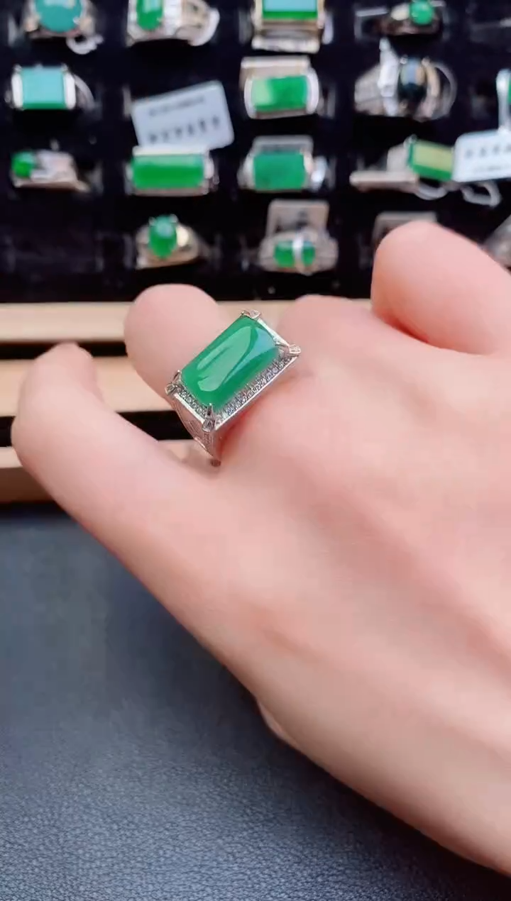 翡翠戒指银S925镶嵌1212121