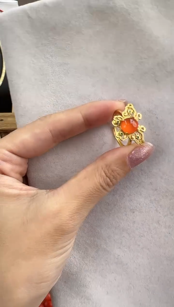 【闪购商品】南红玛瑙戒指银S925镶嵌10127070-戒指