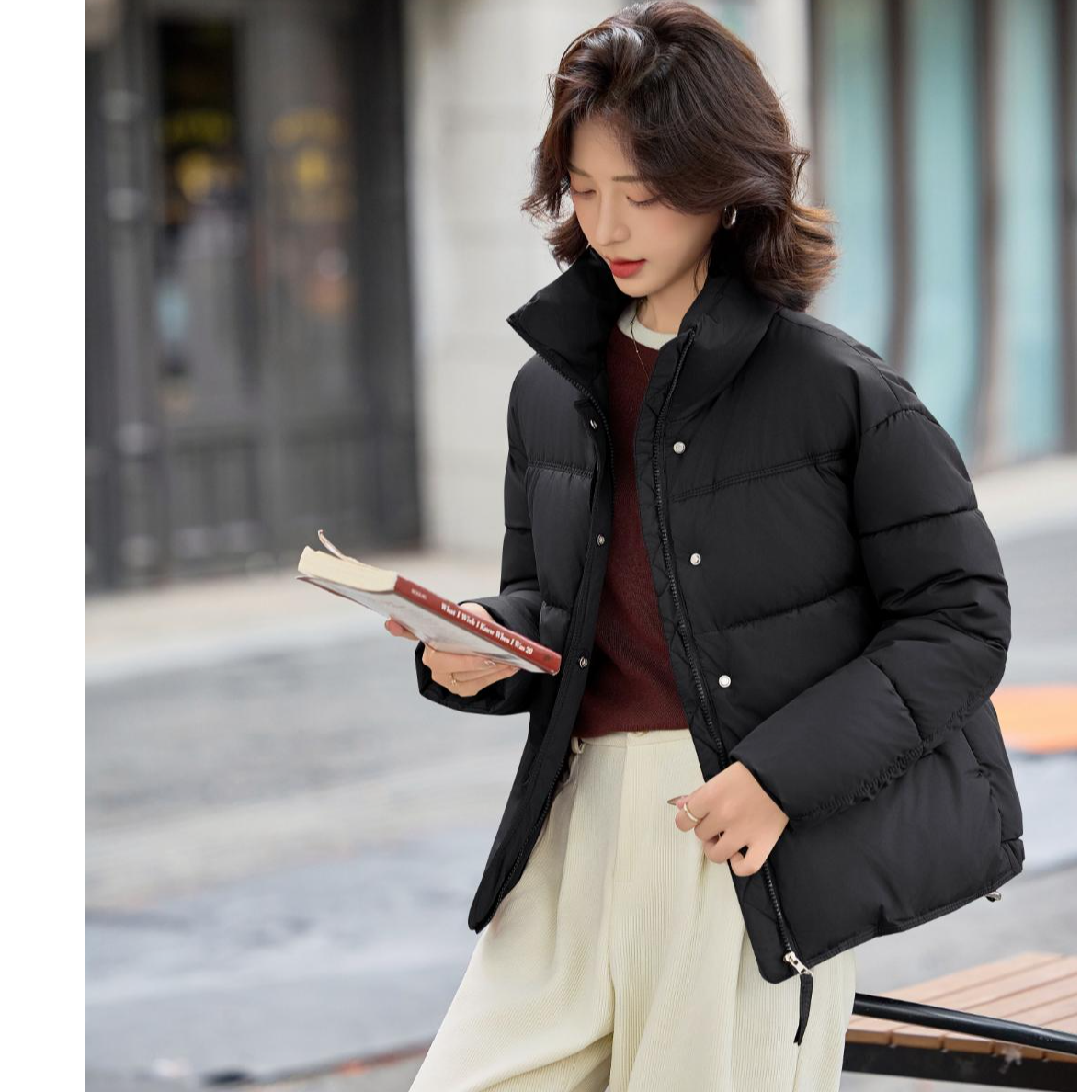 运补6-8韩系立领小个子短款女2025冬季显瘦加厚保暖面包棉服