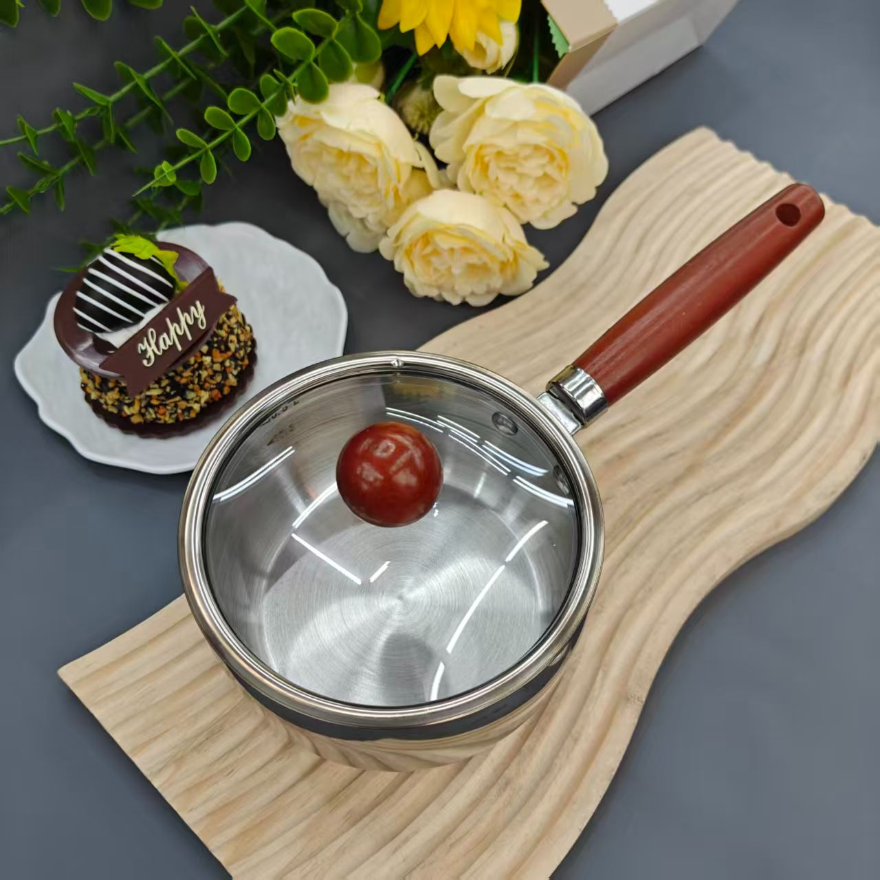 轻奢木柄高雅小奶锅1个【汤姆福利专场】