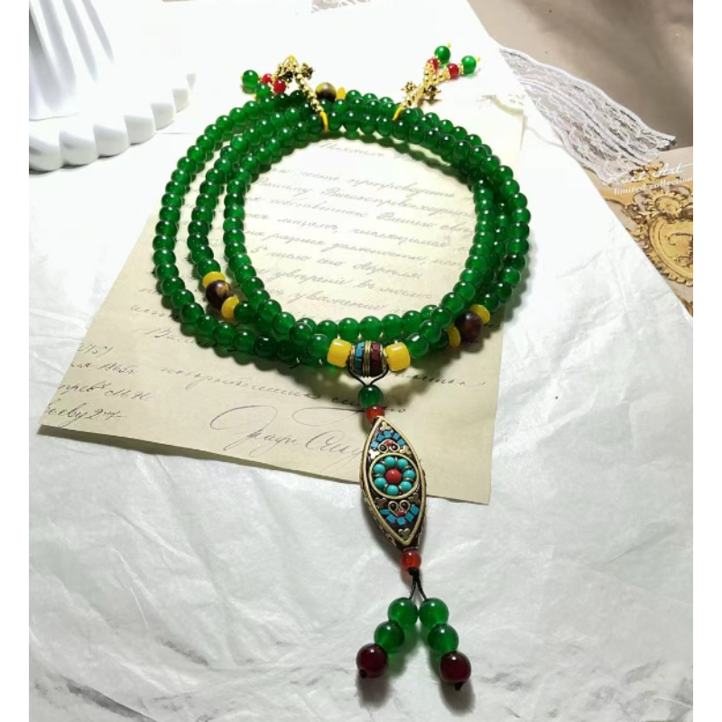 非金属仿珍珠吊坠 新中式斜挎项链国风流苏挂坠多种戴法 S1346