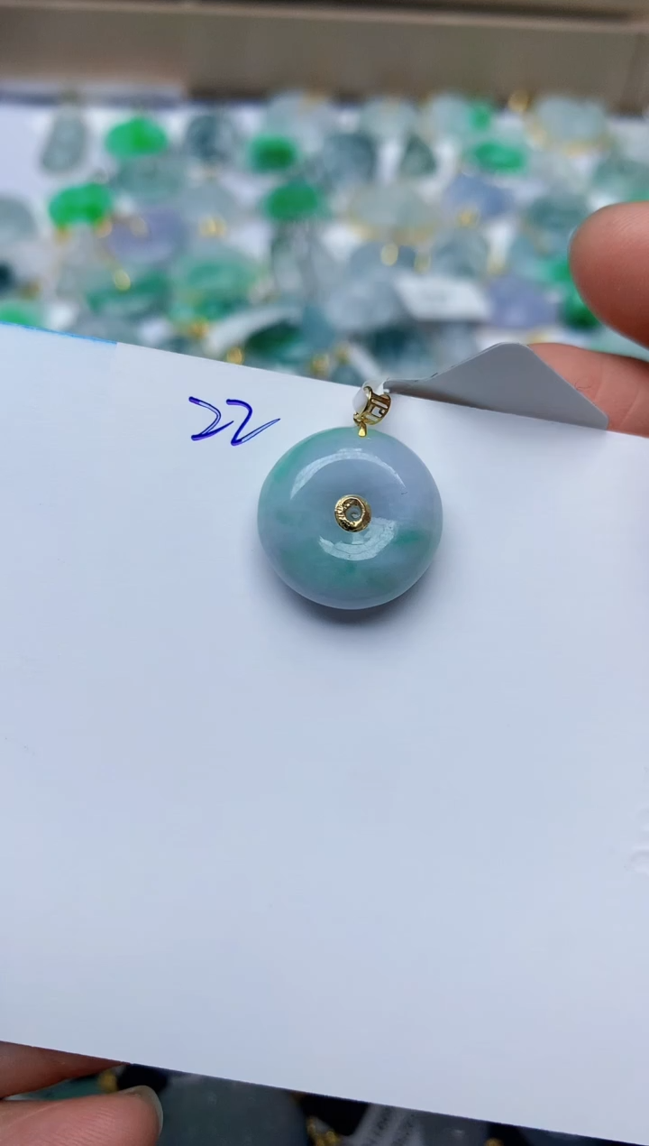 【闪购商品】翡翠颈饰18K金镶嵌天然翡翠A货   22