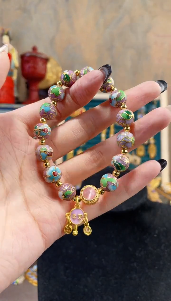 【闪购商品】非遗景泰蓝手串粉色