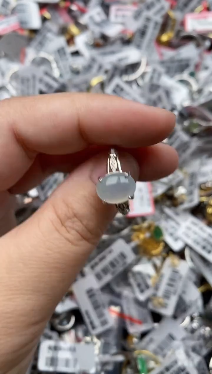 【闪购商品】翡翠戒指银S925镶嵌5555---1
