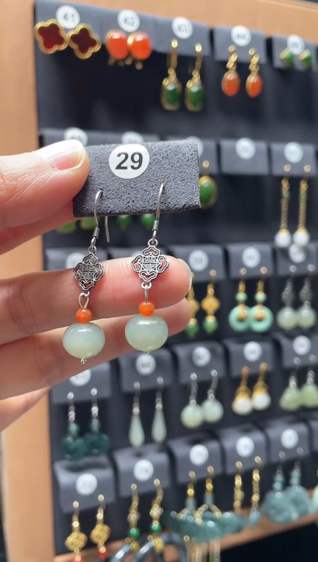 【闪购商品】和田玉耳饰银S925镶嵌0029