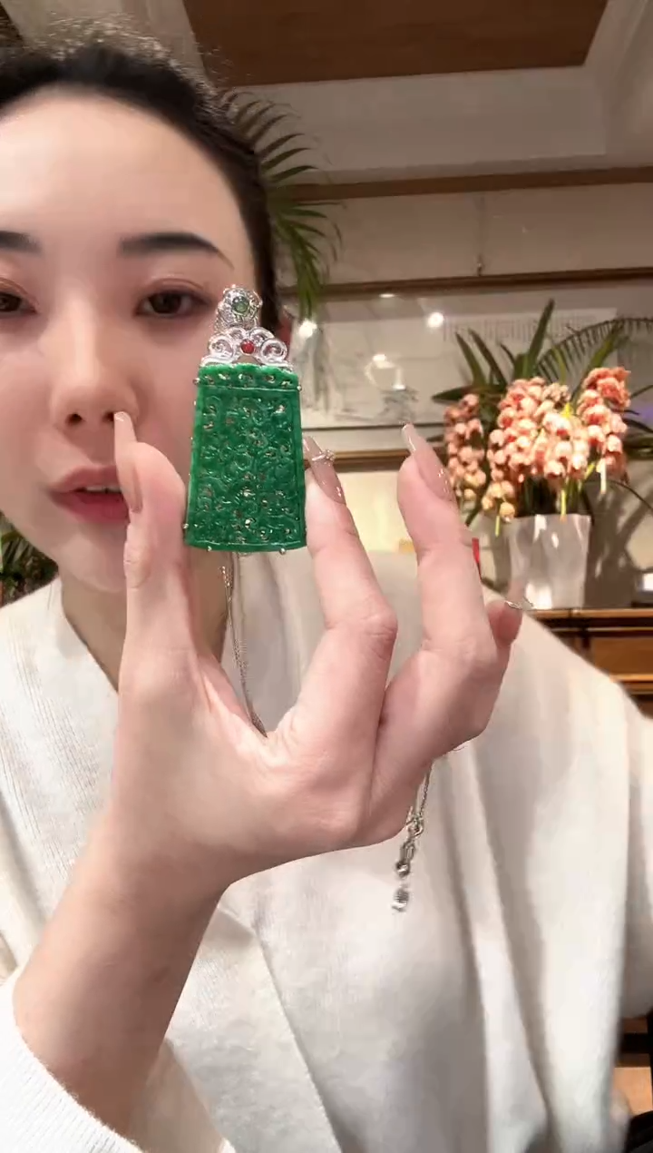 【闪购商品】翡翠颈饰银S925镶嵌国风