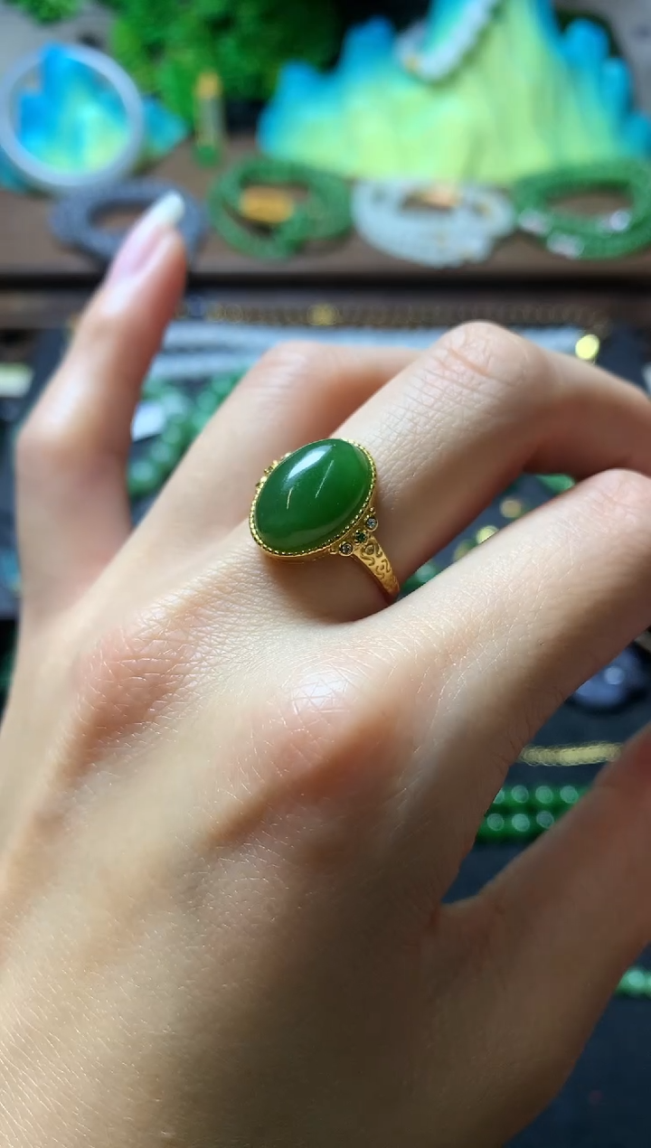 【闪购商品】和田玉戒指银S925镶嵌戒指