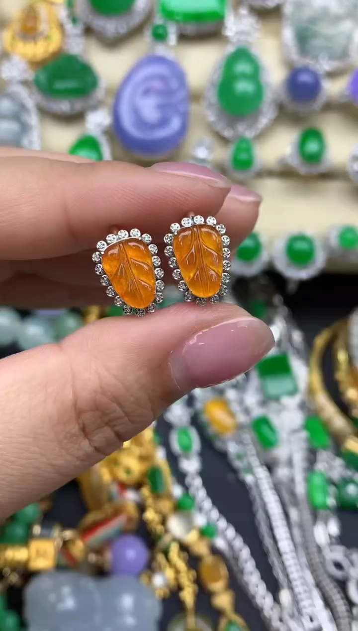 【闪购商品】翡翠耳饰18K金镶嵌509-中国好珍宝