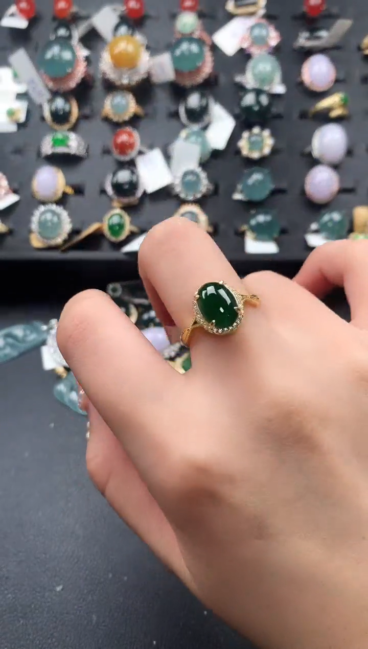 【闪购商品】翡翠戒指银S925镶嵌52141