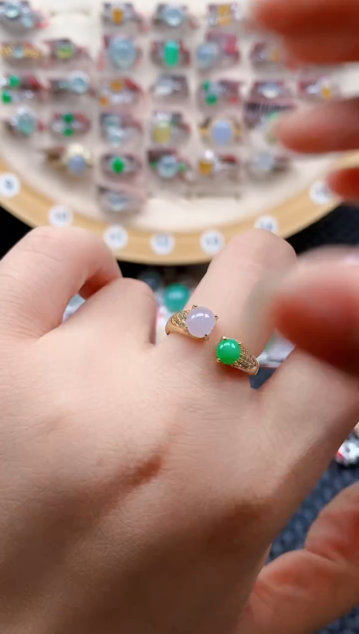 银S925镶嵌戒指翡翠天然A货缅甸翡翠