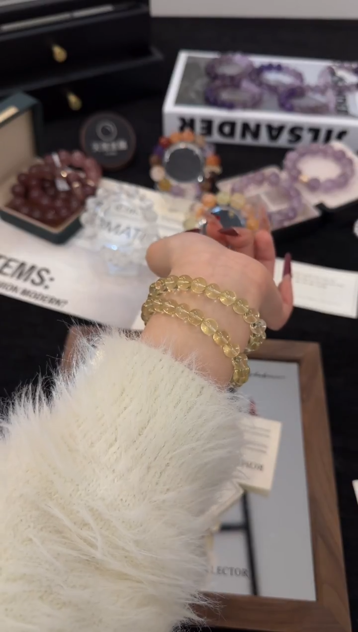 未镶嵌手链水晶黄水晶双圈x3551