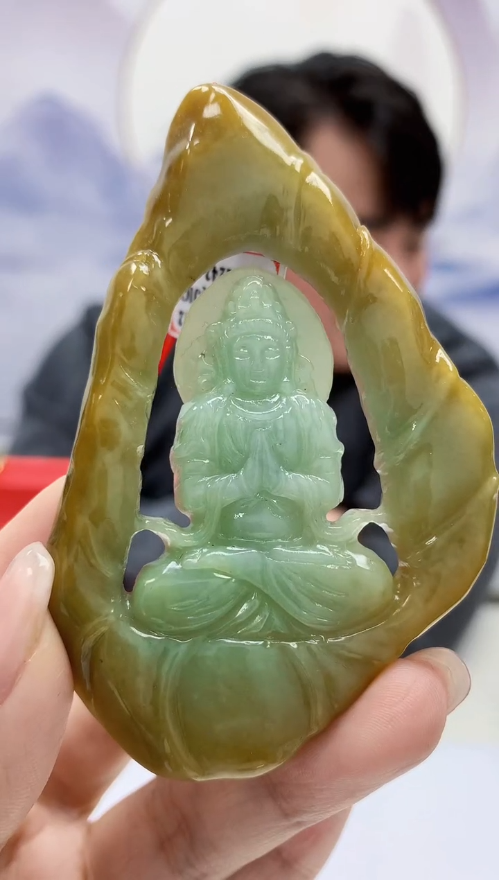 【闪购商品】定制翡翠未镶嵌5060kk-毛货挂件观音262