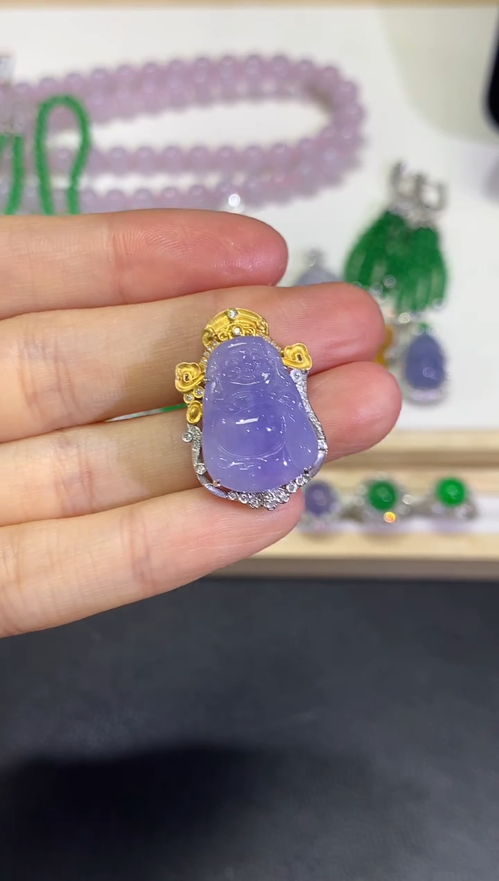 【闪购商品】翡翠颈饰18K金镶嵌团购22