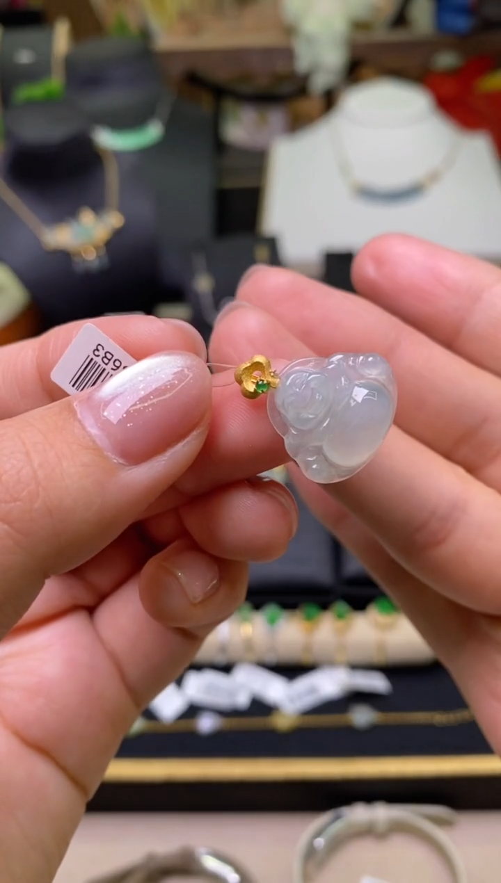 【闪购商品】翡翠颈饰18K金镶嵌净货18059