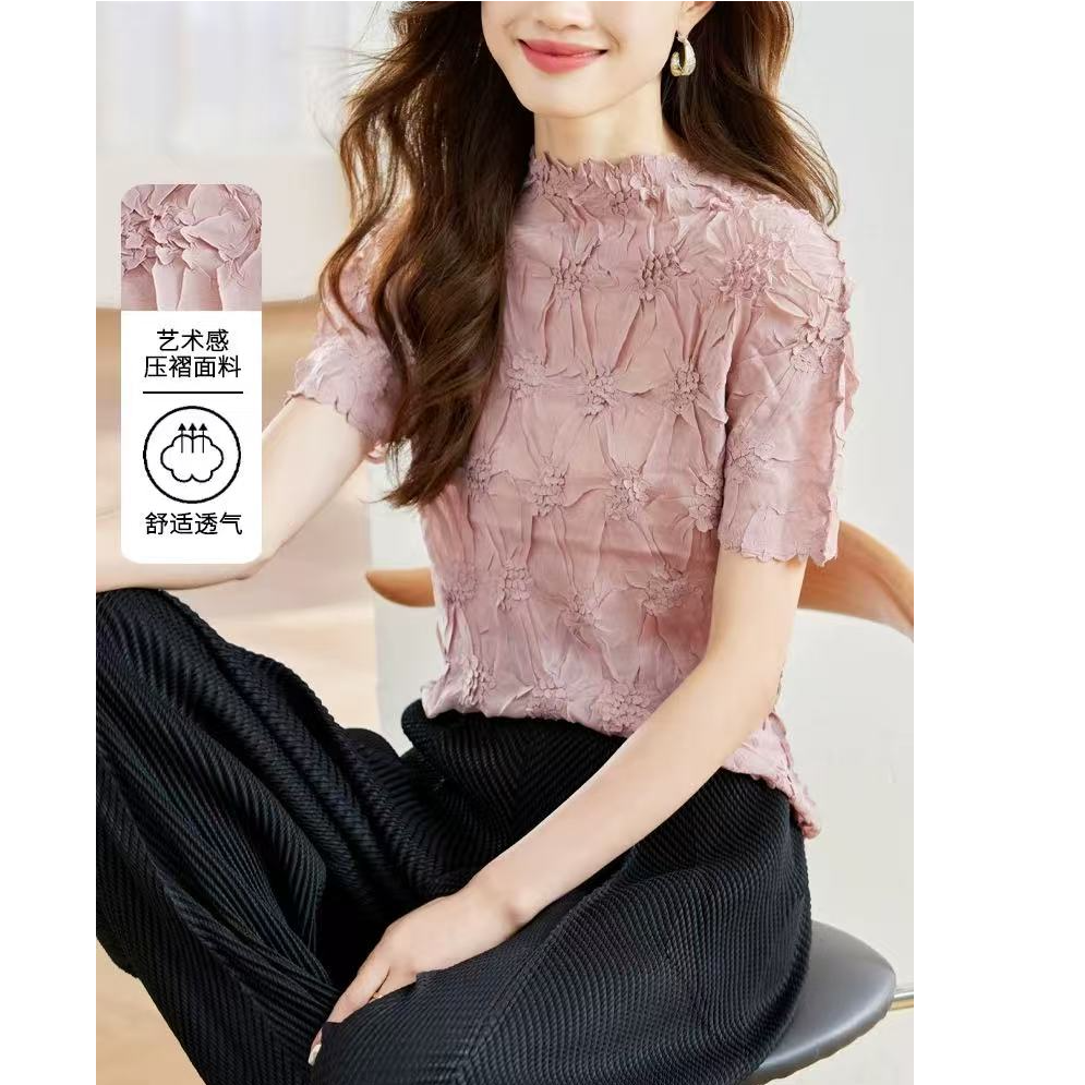 别致小上衣女士打底衫2025新款夏季名媛气质短袖t恤洋气小衫