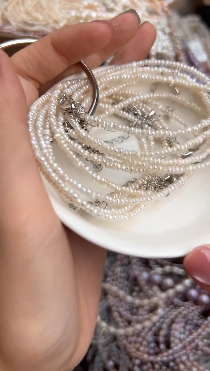 未镶嵌福利淡水珍珠无核*强光珍珠手链3/4mm