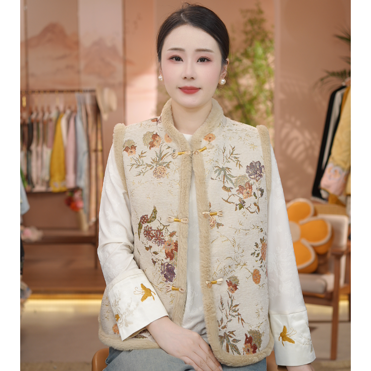 《 白露残暑-马夹》2025年秋冬新款立领国风提花时尚加厚简约休闲