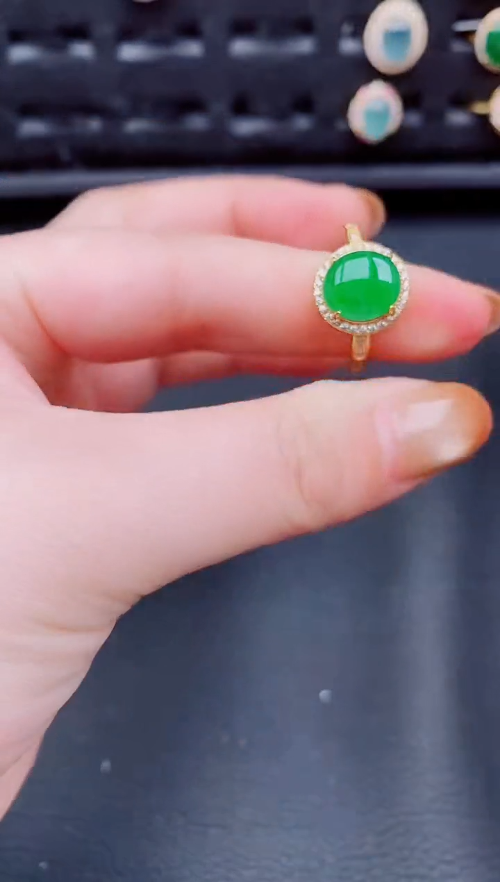 【闪购商品】翡翠戒指银S925镶嵌天然a货翡翠316