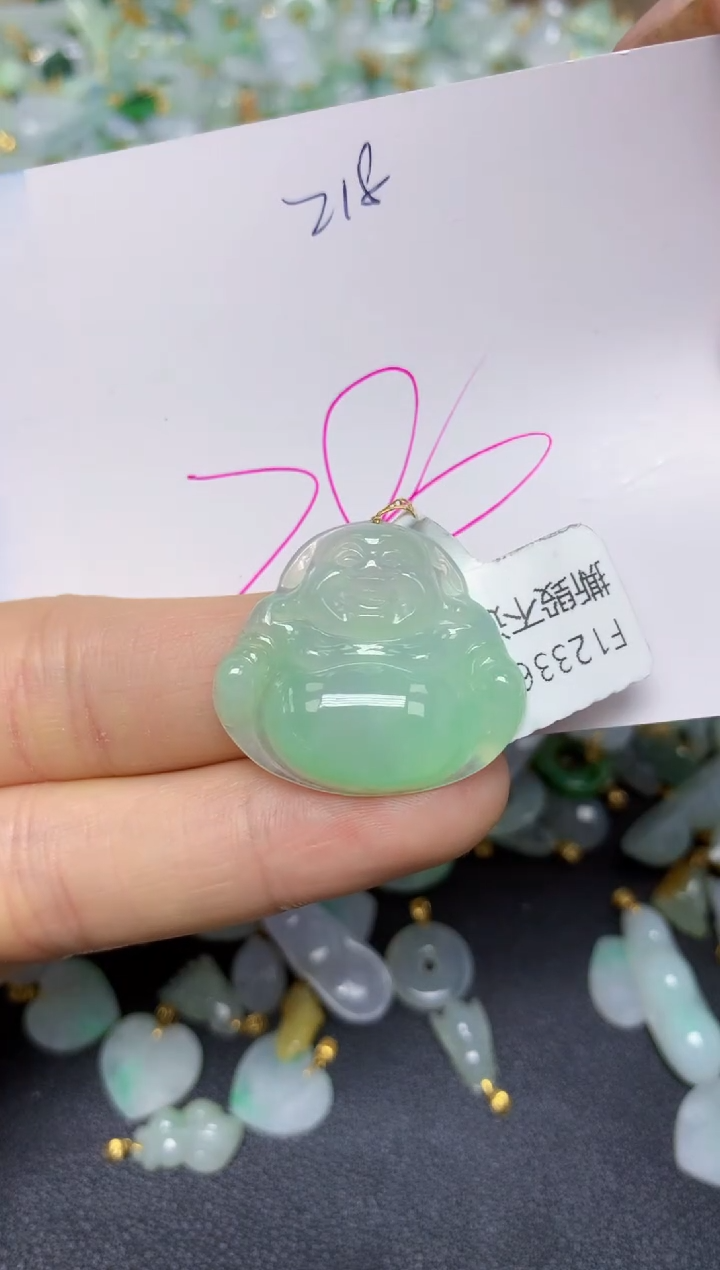 【闪购商品】翡翠挂件18K金镶嵌 天然翡翠A货