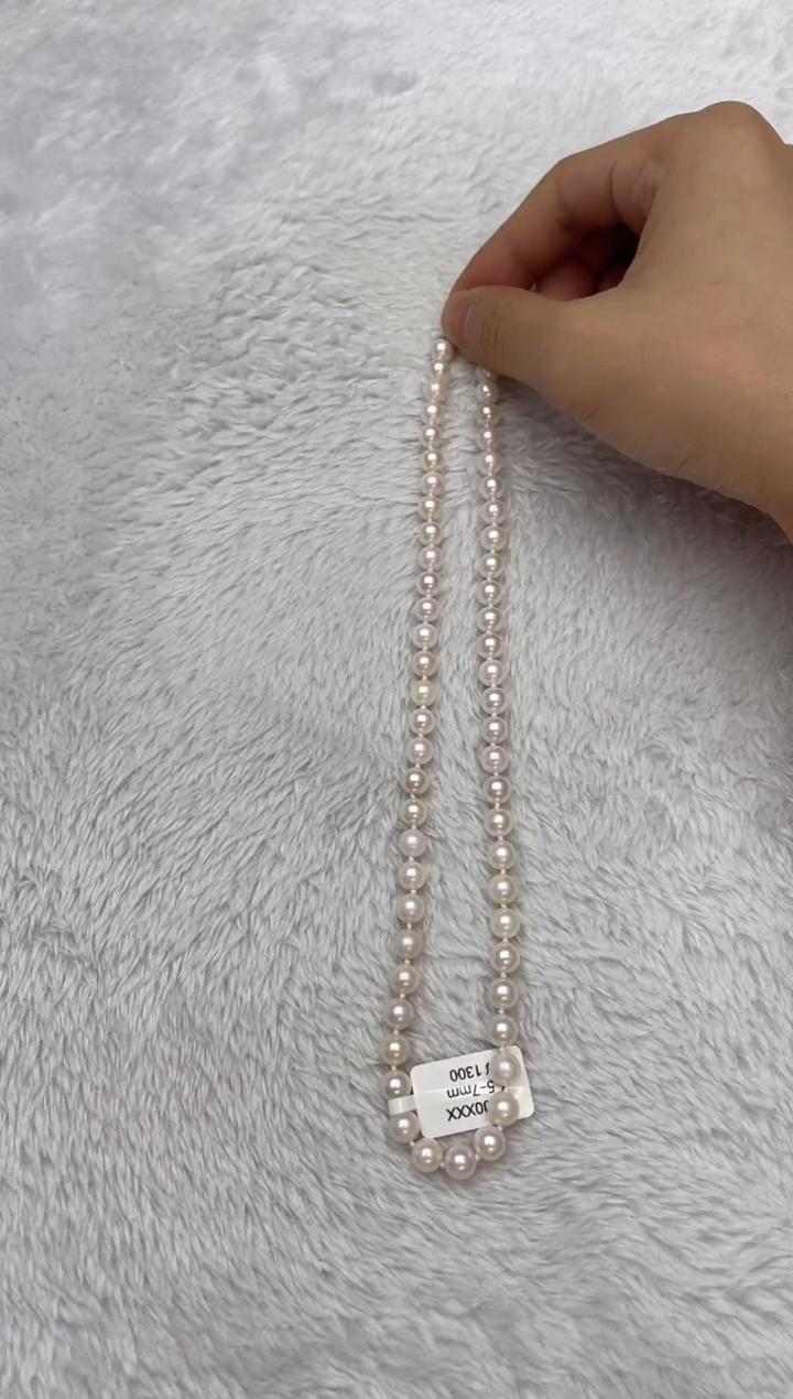 海水珍珠银S925镶嵌项链AK6.5-7mm