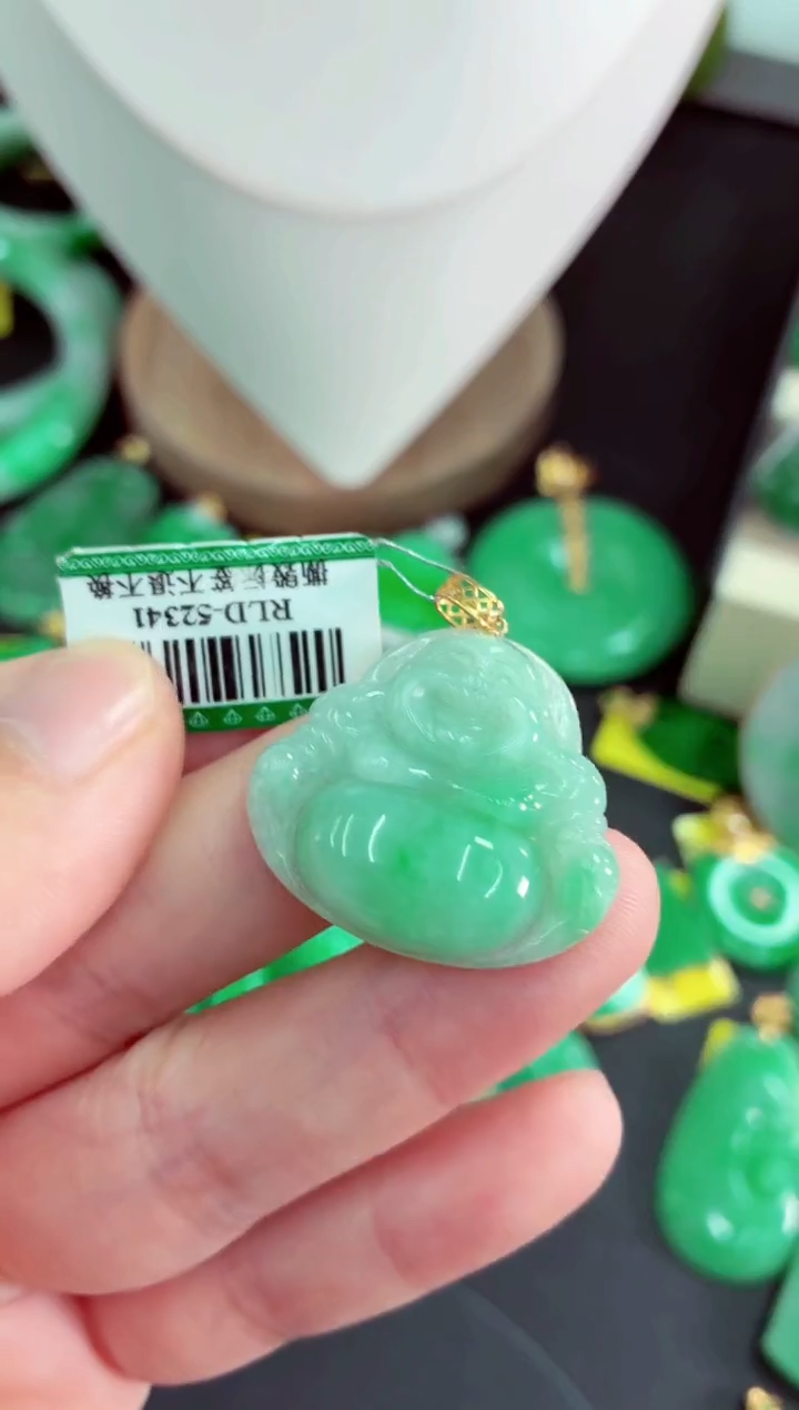 吊坠(不含链)18K金镶嵌翡翠挂件