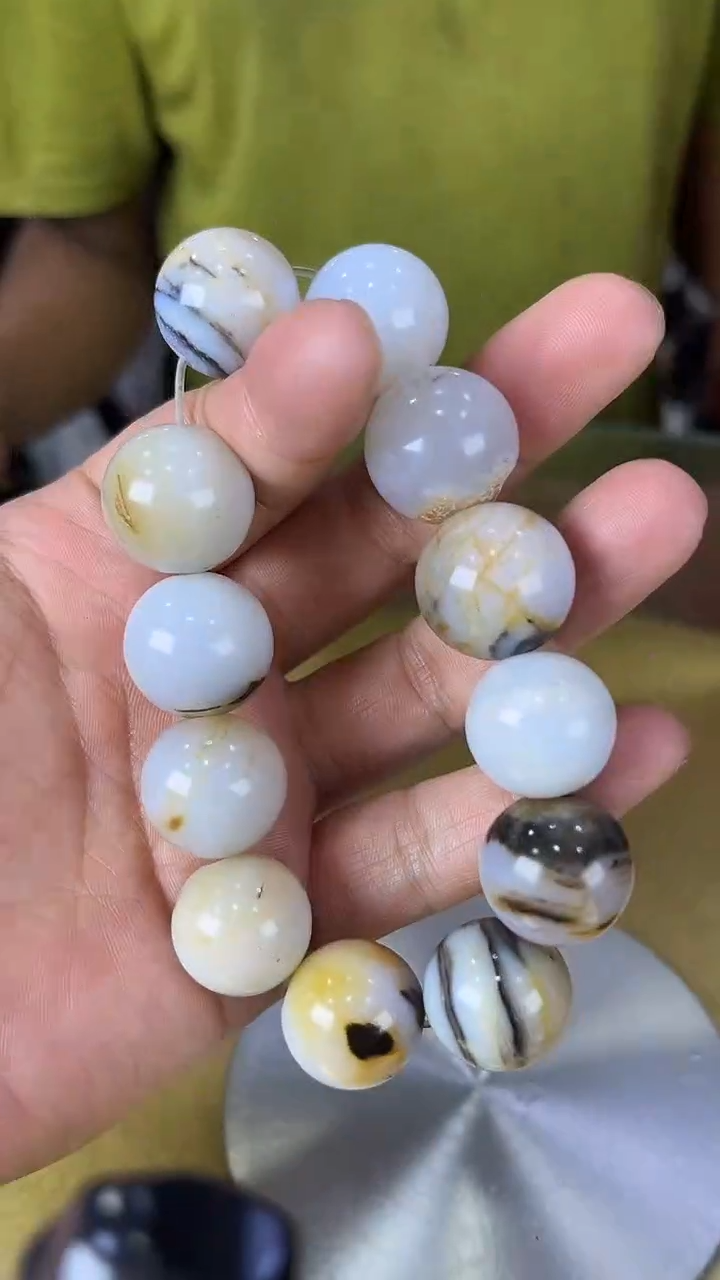 未镶嵌珠宝奇石硅化玉缅甸天然树化玉手串