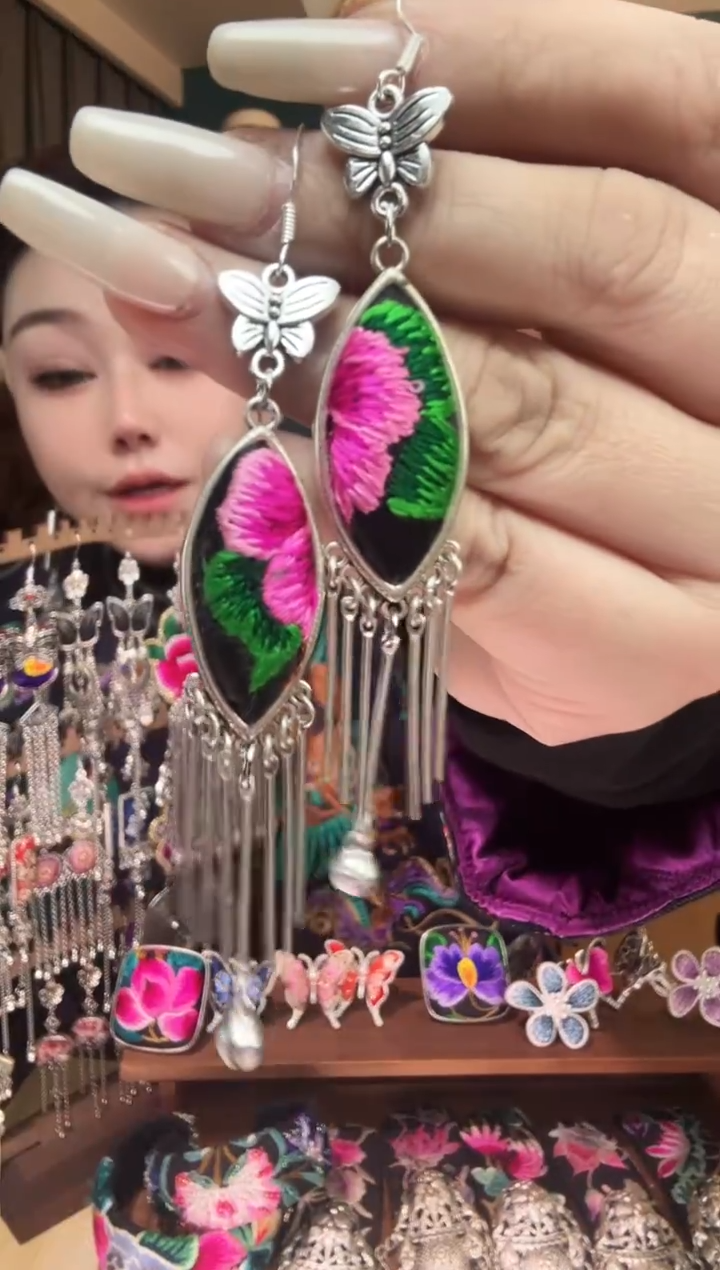 刺绣纯手工民族风刺绣耳环