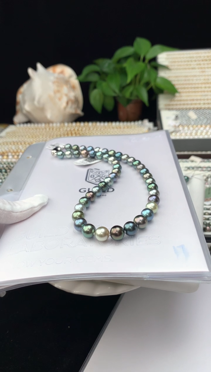 【闪购商品】海水珍珠颈饰银S925镶嵌海水大溪地珍珠项链8-10mm