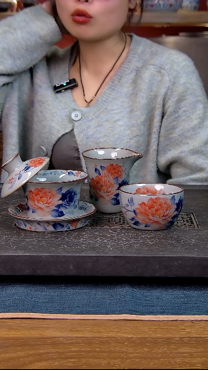 简装家用款3件套 老陶泥开片纹陶瓷茶具